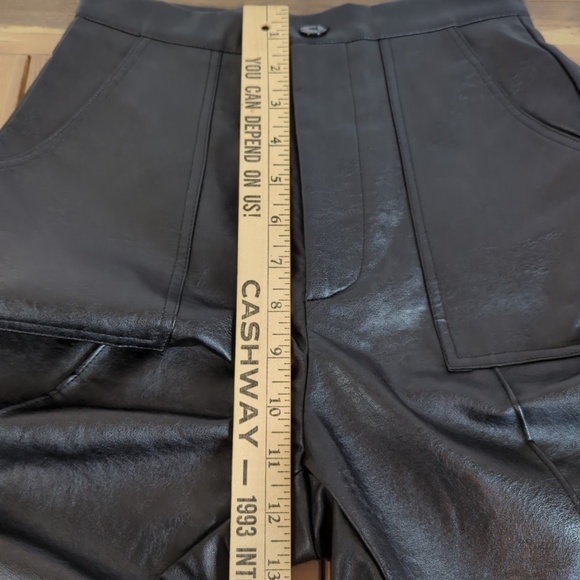 Princess Polly Black Faux Leather Cropped Ankle High Rise Pants - Picture 8 of 11